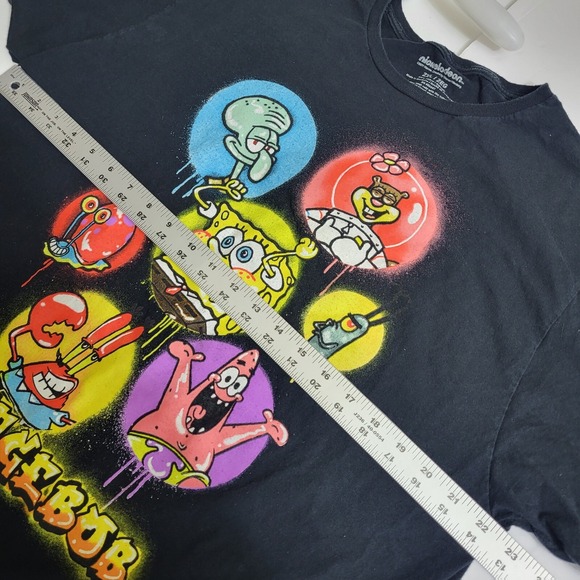 Nickelodeon SpongeBob SquarePants T-Shirt 2XL Mens Black Cartoon Character - Picture 3 of 4
